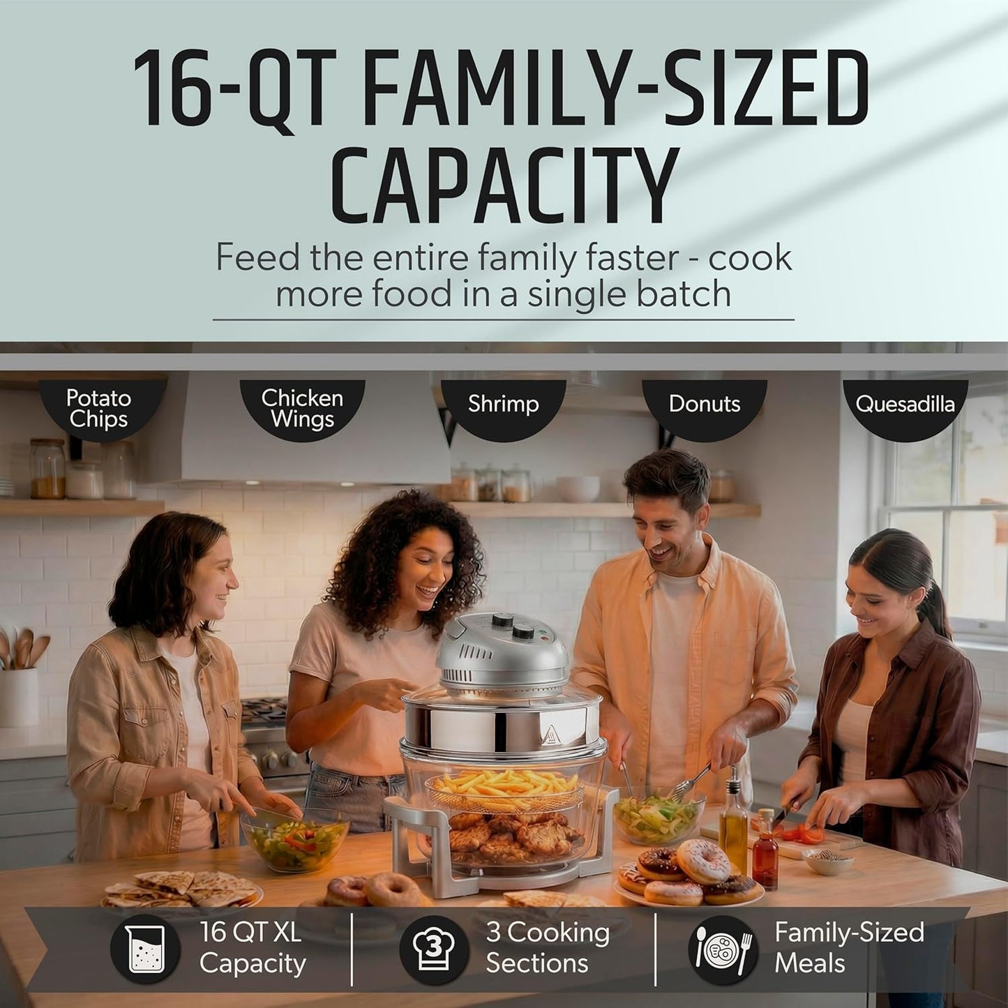 Granitestone Glass Air Fryer XL — 16L Oil-Free Convection Oven