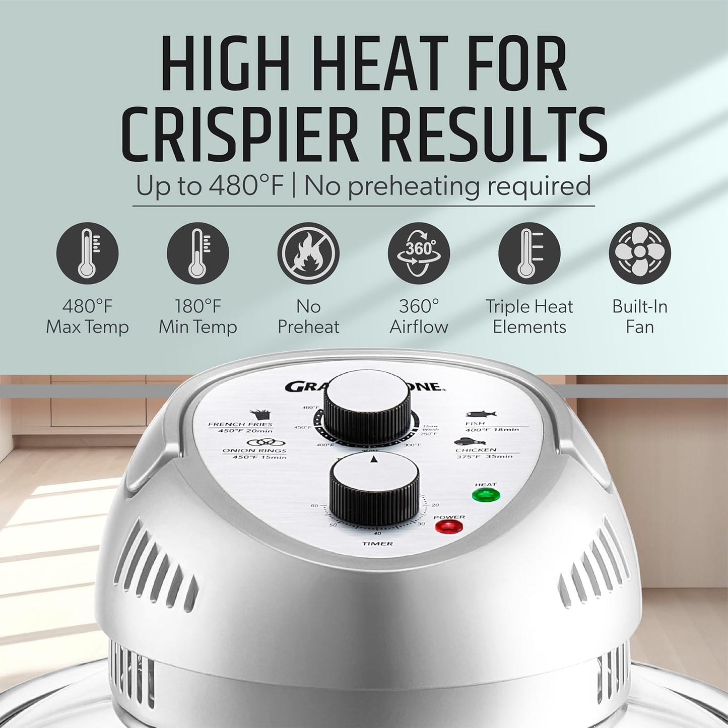 Granitestone Glass Air Fryer XL — 16L Oil-Free Convection Oven